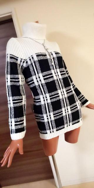 M〜L☆美品モノトーン☆ブラック×ホワイトチェック☆ニットワンピース < 女性ファッション  M〜L☆美品モノトーン☆ブラック×ホワイトチェック☆ニットワンピース < 女性ファッションの