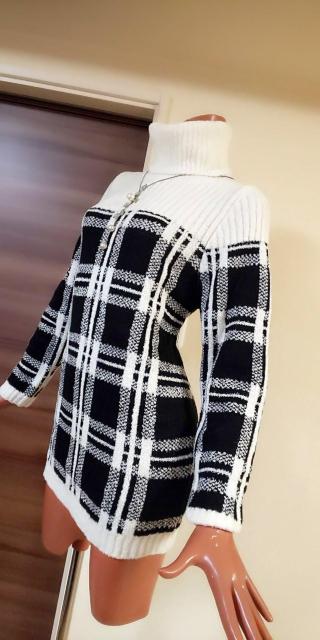 M〜L☆美品モノトーン☆ブラック×ホワイトチェック☆ニットワンピース < 女性ファッション  M〜L☆美品モノトーン☆ブラック×ホワイトチェック☆ニットワンピース < 女性ファッションの