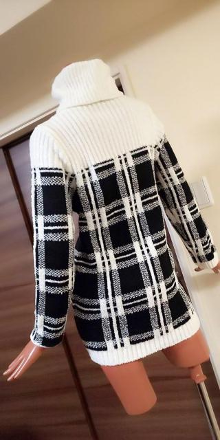 M〜L☆美品モノトーン☆ブラック×ホワイトチェック☆ニットワンピース < 女性ファッション  M〜L☆美品モノトーン☆ブラック×ホワイトチェック☆ニットワンピース < 女性ファッションの