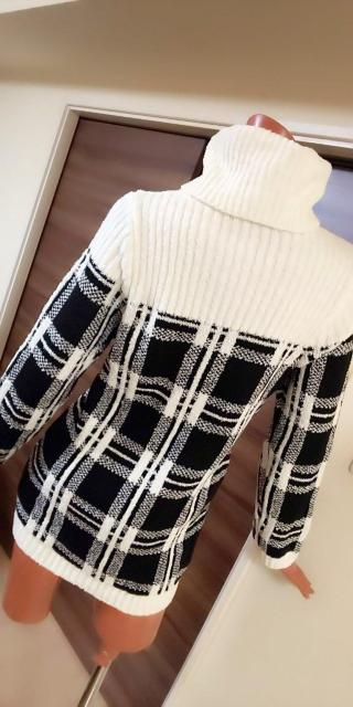 M〜L☆美品モノトーン☆ブラック×ホワイトチェック☆ニットワンピース < 女性ファッション  M〜L☆美品モノトーン☆ブラック×ホワイトチェック☆ニットワンピース < 女性ファッションの