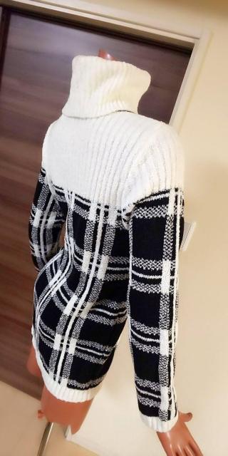 M〜L☆美品モノトーン☆ブラック×ホワイトチェック☆ニットワンピース < 女性ファッション  M〜L☆美品モノトーン☆ブラック×ホワイトチェック☆ニットワンピース < 女性ファッションの