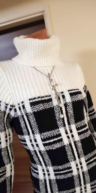 M〜L☆美品モノトーン☆ブラック×ホワイトチェック☆ニットワンピース < 女性ファッション  M〜L☆美品モノトーン☆ブラック×ホワイトチェック☆ニットワンピース < 女性ファッションの