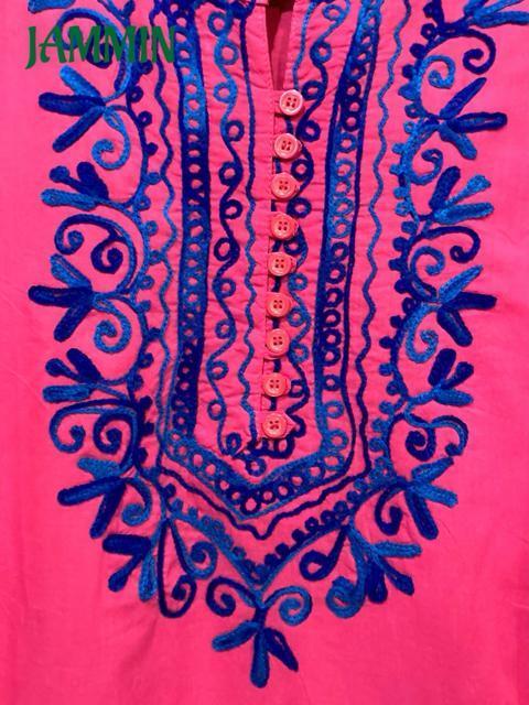 植物刺繍入りチュニックワンピ★ピンク★エスニック★ヒッピー < 女性ファッション 植物刺繍入りチュニックワンピ★ピンク★エスニック★ヒッピー < 女性ファッションの