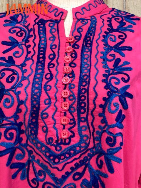 植物刺繍入りチュニックワンピ★ピンク★エスニック★ヒッピー < 女性ファッション 植物刺繍入りチュニックワンピ★ピンク★エスニック★ヒッピー < 女性ファッションの