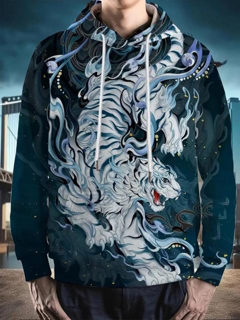 爆ヤス価格1490円★メンズカジュアルフーディー 3Dタイガープリント付き - 長袖 USAサイズS(日本サイズL相当) < 男性ファッション  爆ヤス価格1490円★メンズカジュアルフーディー 3Dタイガープリント付き - 長袖 USAサイズS(日本サイズL相当)  < 男性ファッションの