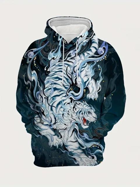 爆ヤス価格1490円★メンズカジュアルフーディー 3Dタイガープリント付き - 長袖 USAサイズS(日本サイズL相当) < 男性ファッション  爆ヤス価格1490円★メンズカジュアルフーディー 3Dタイガープリント付き - 長袖 USAサイズS(日本サイズL相当) < 男性ファッションの