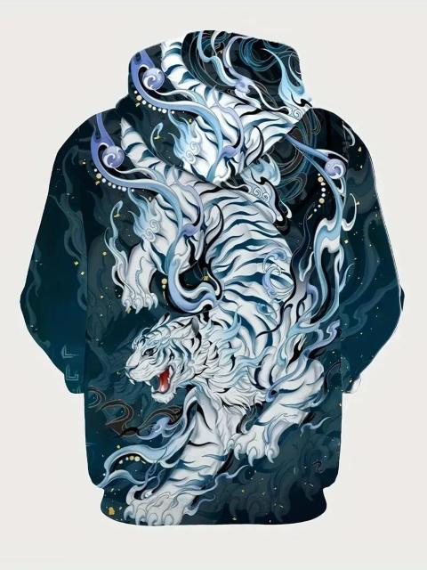 爆ヤス価格1490円★メンズカジュアルフーディー 3Dタイガープリント付き - 長袖 USAサイズS(日本サイズL相当) < 男性ファッション  爆ヤス価格1490円★メンズカジュアルフーディー 3Dタイガープリント付き - 長袖 USAサイズS(日本サイズL相当) < 男性ファッションの