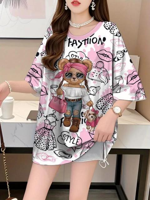 爆ヤス価格890円★レディース オーバーサイズ グラフィックTシャツ 可愛いキャラクターベア TROOPERプリント日本サイズM < 女性ファッション  爆ヤス価格890円★レディース オーバーサイズ グラフィックTシャツ 可愛いキャラクターベア TROOPERプリント日本サイズM < 女性ファッションの