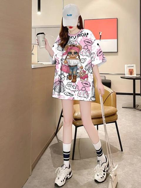 爆ヤス価格890円★レディース オーバーサイズ グラフィックTシャツ 可愛いキャラクターベア TROOPERプリント日本サイズM < 女性ファッション  爆ヤス価格890円★レディース オーバーサイズ グラフィックTシャツ 可愛いキャラクターベア TROOPERプリント日本サイズM < 女性ファッションの