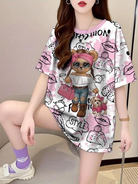 爆ヤス価格890円★レディース オーバーサイズ グラフィックTシャツ 可愛いキャラクターベア TROOPERプリント日本サイズM < 女性ファッション  爆ヤス価格890円★レディース オーバーサイズ グラフィックTシャツ 可愛いキャラクターベア TROOPERプリント日本サイズM < 女性ファッションの
