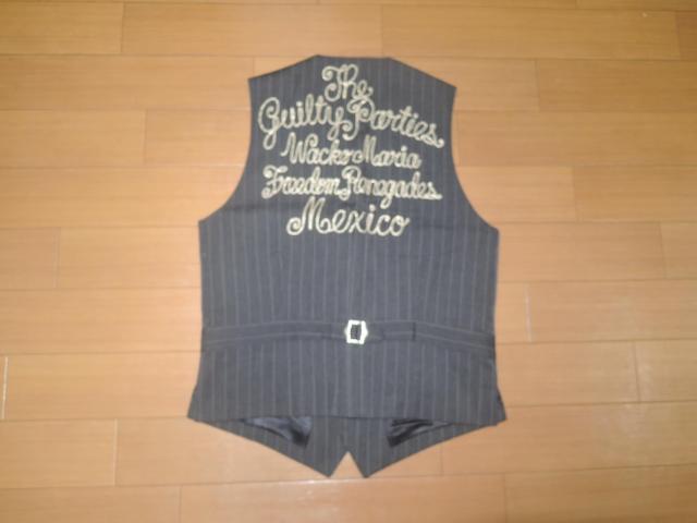 ワコマリアWACKO MARIAジレベストM灰ストライプ刺繍ステッチ < ブランド  ワコマリアWACKO MARIAジレベストM灰ストライプ刺繍ステッチ  < ブランドの