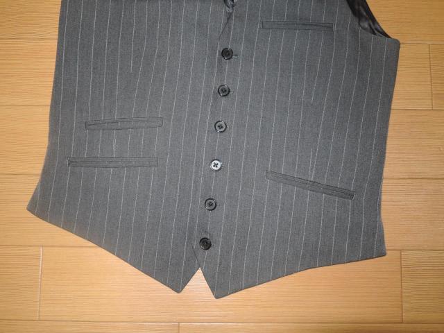 ワコマリアWACKO MARIAジレベストM灰ストライプ刺繍ステッチ < ブランド  ワコマリアWACKO MARIAジレベストM灰ストライプ刺繍ステッチ < ブランドの