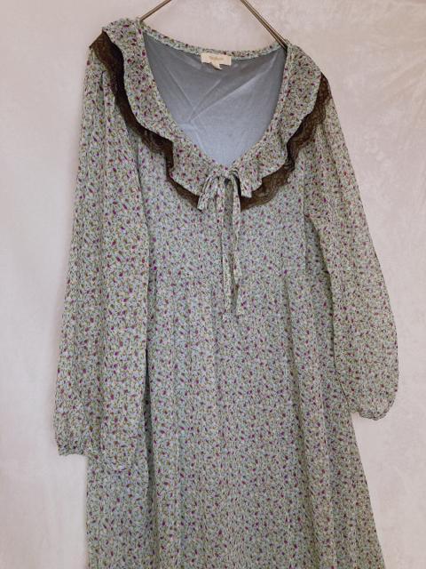 ハッシュアッシュ 長袖 花柄 シースル チュニック ワンピース 襟付き レース N2m < ブランド  ハッシュアッシュ 長袖 花柄 シースル チュニック ワンピース 襟付き レース N2m < ブランドの