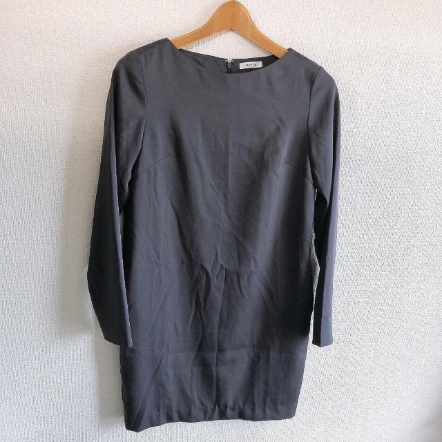 ◆FRAY I.D/フレイアイディー◆シンプル長袖ワンピース★濃グレー0♪美品*お呼ばれ*パーティー < ブランド  ◆FRAY I.D/フレイアイディー◆シンプル長袖ワンピース★濃グレー0♪美品*お呼ばれ*パーティー  < ブランドの
