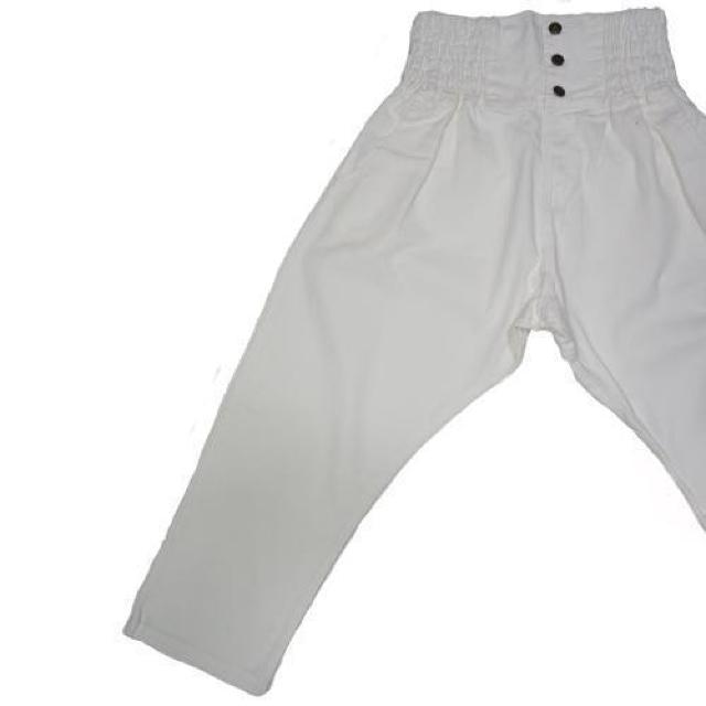 新品 cotton サルエルパンツ ハイウエスト ホワイト < 女性ファッション  新品 cotton サルエルパンツ ハイウエスト ホワイト < 女性ファッションの