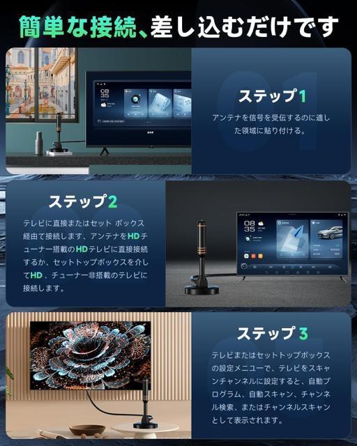 室内アンテナ テレビアンテナ 500KM受信範囲 4K HDTV 地デジアンテナ 360度全方位受信 ブースター内蔵 設置簡単 < 家電/AV  室内アンテナ テレビアンテナ 500KM受信範囲 4K HDTV 地デジアンテナ 360度全方位受信 ブースター内蔵 設置簡単 < 家電/AVの