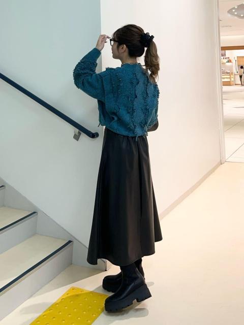 GUスカート★フェイクレザーのブラックスカート < ブランド GUスカート★フェイクレザーのブラックスカート < ブランドの