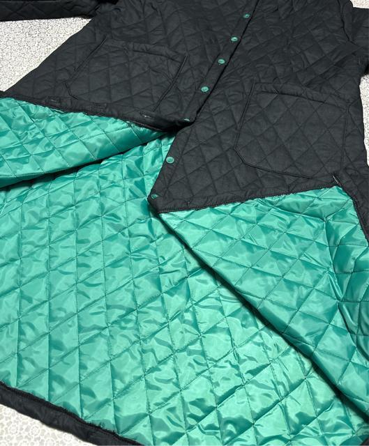 中綿コート キルトジャケット ロング丈 アウター 配色 ブラックグリーン 大きいサイズ < 女性ファッション 中綿コート キルトジャケット ロング丈 アウター 配色 ブラックグリーン 大きいサイズ < 女性ファッションの