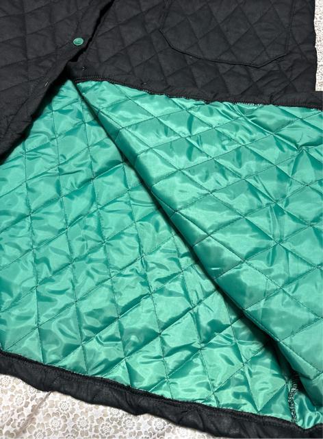 中綿コート キルトジャケット ロング丈 アウター 配色 ブラックグリーン 大きいサイズ < 女性ファッション 中綿コート キルトジャケット ロング丈 アウター 配色 ブラックグリーン 大きいサイズ < 女性ファッションの