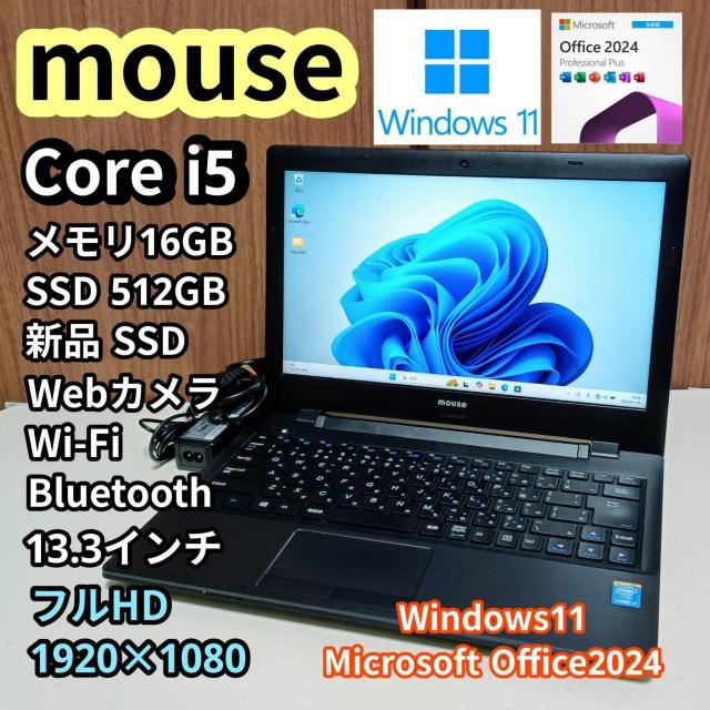 mouse Corei5 ������16GB �V�iSSD512GB Web�J���� Windows11 Office2024 �m�[�gPC  �� PC�{��/���Ӌ@��� 