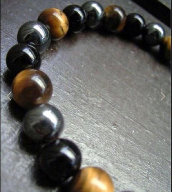 タイガーアイxヘマタイトxオニキスブレスレット < 男性アクセサリー/時計 タイガーアイxヘマタイトxオニキスブレスレット < 男性アクセサリー/時計の