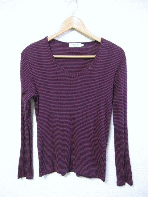 □EDIFICE/エディフィス ボーダー柄 Vネック 長袖 Tシャツ/メンズ・38(S) < ブランド □EDIFICE/エディフィス ボーダー柄 Vネック 長袖 Tシャツ/メンズ・38(S) < ブランドの