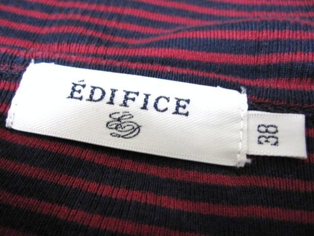 □EDIFICE/エディフィス ボーダー柄 Vネック 長袖 Tシャツ/メンズ・38(S) < ブランド □EDIFICE/エディフィス ボーダー柄 Vネック 長袖 Tシャツ/メンズ・38(S) < ブランドの