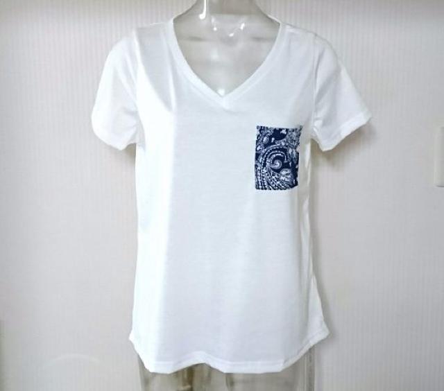 神戸レタス★ペイズリー柄ポケット Vネック Tシャツ < ブランド  神戸レタス★ペイズリー柄ポケット Vネック Tシャツ  < ブランドの