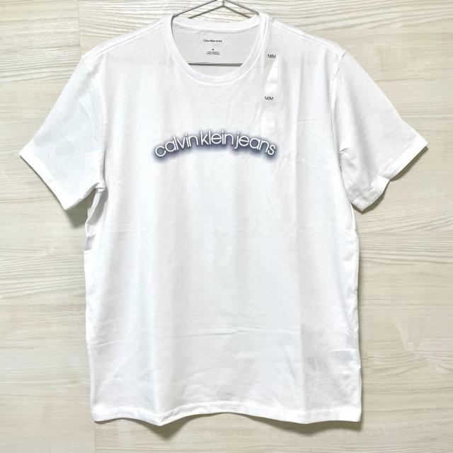 カルバンクラインジーンズ Tシャツ M 半袖 プリント コットン 白 ホワイト < 男性ファッション カルバンクラインジーンズ Tシャツ M 半袖 プリント コットン 白 ホワイト < 男性ファッションの