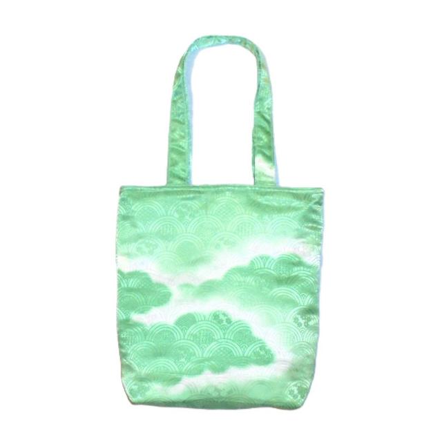 ◆生地に難あり◆スクエアベーシックトートバッグ◆青海波×オパールグリーン正絹地 < 女性ファッション ◆生地に難あり◆スクエアベーシックトートバッグ◆青海波×オパールグリーン正絹地 < 女性ファッションの