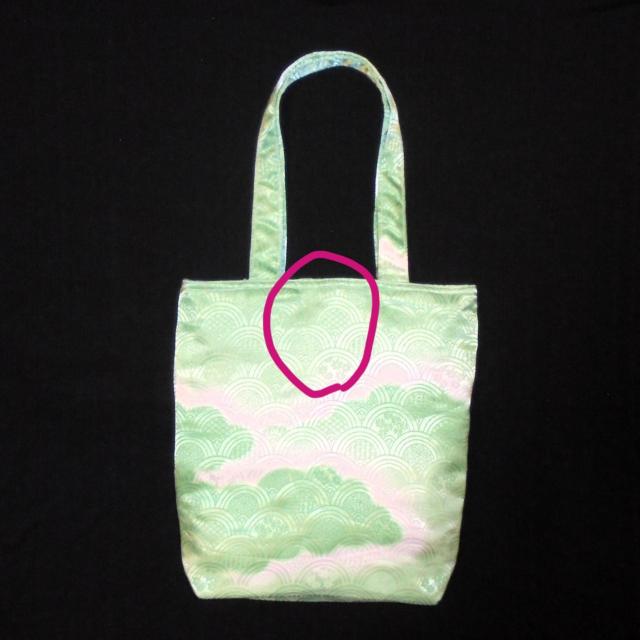 ◆生地に難あり◆スクエアベーシックトートバッグ◆青海波×オパールグリーン正絹地 < 女性ファッション ◆生地に難あり◆スクエアベーシックトートバッグ◆青海波×オパールグリーン正絹地 < 女性ファッションの