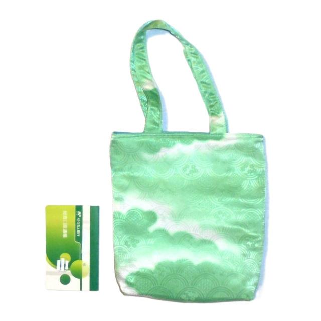 ◆生地に難あり◆スクエアベーシックトートバッグ◆青海波×オパールグリーン正絹地 < 女性ファッション ◆生地に難あり◆スクエアベーシックトートバッグ◆青海波×オパールグリーン正絹地 < 女性ファッションの