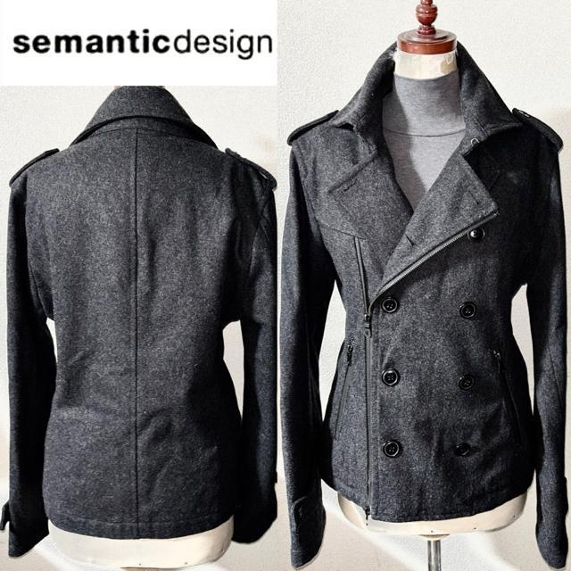 semantic design セマンティックデザイン ライダース 風 ウール 起毛 ピーコート y2k ロック ビジュアル V系 < 男性ファッション semantic design セマンティックデザイン ライダース 風 ウール 起毛 ピーコート y2k ロック ビジュアル V系 < 男性ファッションの