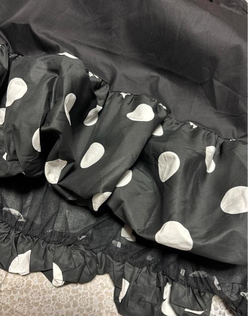 バルーン ロング丈 フレア ドット柄 切り替え スカート ブラック 大きいサイズ < 女性ファッション バルーン ロング丈 フレア ドット柄 切り替え スカート ブラック 大きいサイズ < 女性ファッションの