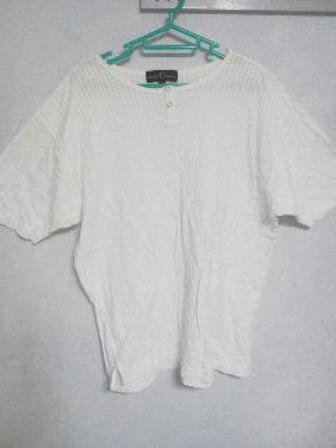 Fー141★メンズ半袖ストライプ柄ホワイトTシャツ L < 男性ファッション  Fー141★メンズ半袖ストライプ柄ホワイトTシャツ L  < 男性ファッションの