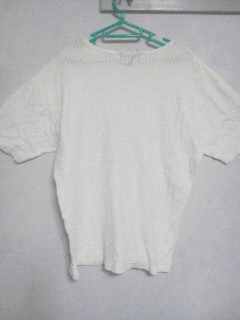 Fー141★メンズ半袖ストライプ柄ホワイトTシャツ L < 男性ファッション  Fー141★メンズ半袖ストライプ柄ホワイトTシャツ L < 男性ファッションの