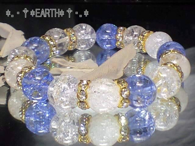 天然石★12ミリ爆裂水晶&ブル-カラークラック水晶数珠 < 女性アクセサリー/時計 天然石★12ミリ爆裂水晶&ブル-カラークラック水晶数珠 < 女性アクセサリー/時計の