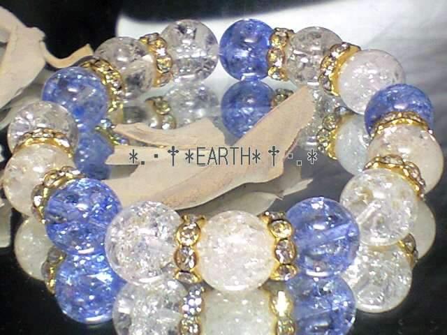 天然石★12ミリ爆裂水晶&ブル-カラークラック水晶数珠 < 女性アクセサリー/時計 天然石★12ミリ爆裂水晶&ブル-カラークラック水晶数珠 < 女性アクセサリー/時計の