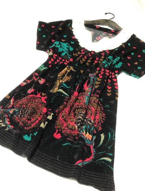 新品〈チュニックワンピ〉 襟レース ワンピース コットン(Mサイズ)ブラック < 女性ファッション  新品〈チュニックワンピ〉 襟レース ワンピース コットン(Mサイズ)ブラック  < 女性ファッションの