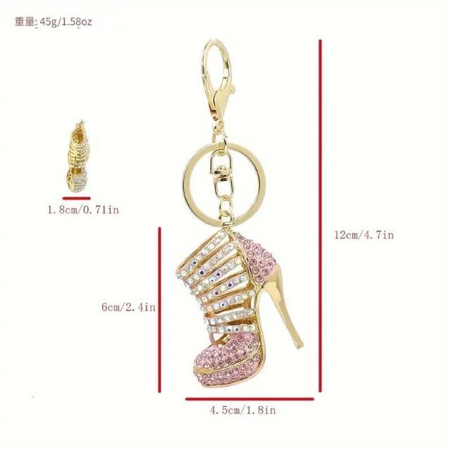 爆ヤス価格490円★シックなラインストーン付きハイヒールキーホルダー - 合金金属、ロブスタークラスプ 白ラインストーン < 女性ファッション  爆ヤス価格490円★シックなラインストーン付きハイヒールキーホルダー - 合金金属、ロブスタークラスプ 白ラインストーン < 女性ファッションの