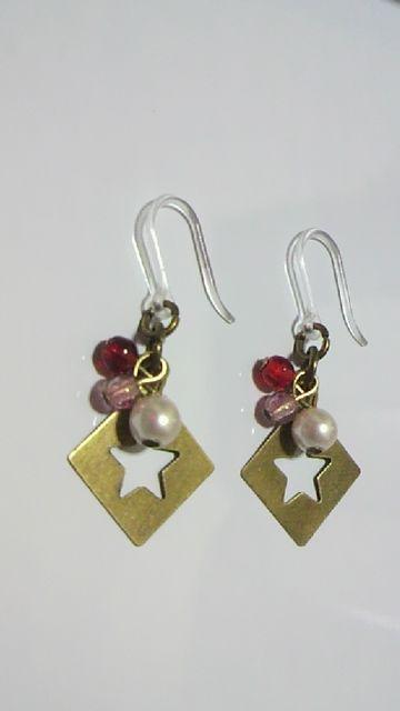 金古美スクエアスター透かし☆チェコジャラ樹脂フック < 女性アクセサリー/時計  金古美スクエアスター透かし☆チェコジャラ樹脂フック < 女性アクセサリー/時計の