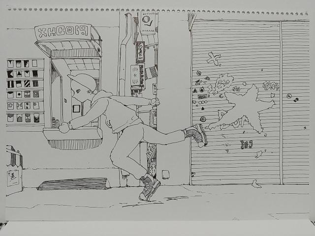 オリジナルイラスト 手描きイラスト 走 ハンドメイド 原画 絵 モノクロ 白黒 アナログ アート 自作 インテリア < アニメ/コミック/キャラクター  オリジナルイラスト 手描きイラスト 走 ハンドメイド 原画 絵 モノクロ 白黒 アナログ アート 自作 インテリア < アニメ/コミック/キャラクターの