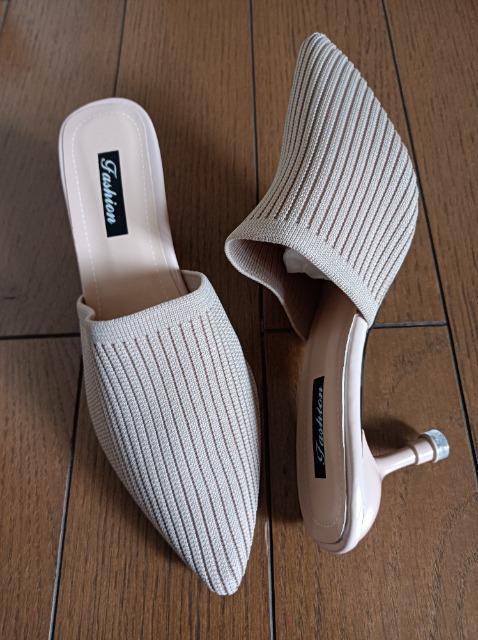 ミュールパンプスサンダル★ベージュ★新品同様★メッシュニット★ < 女性ファッション  ミュールパンプスサンダル★ベージュ★新品同様★メッシュニット★ < 女性ファッションの