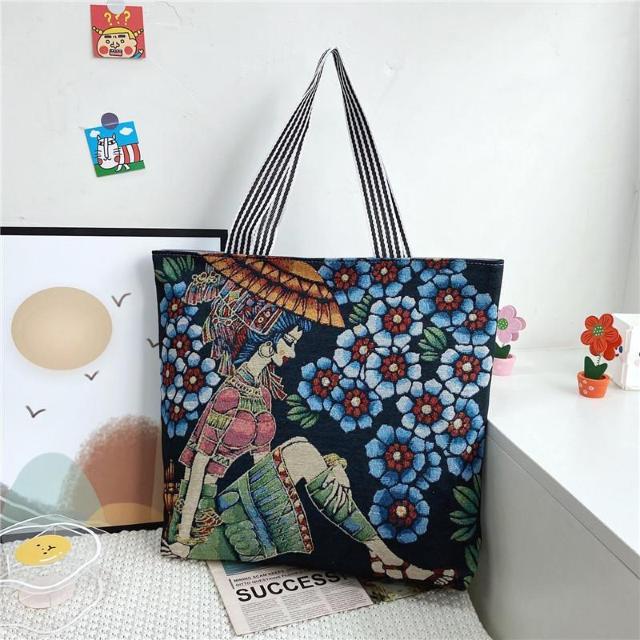 バッグ 鞄 民族風 キャンバス トートバッグ 芸術 プリント かばん お買い物 < 女性ファッション  バッグ 鞄 民族風 キャンバス トートバッグ 芸術 プリント かばん お買い物  < 女性ファッションの