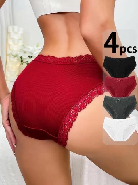 超お買い得790円★4枚セット セクシーで快適なストレッチパンティー、レーストリム女性用USAサイズM(日本サイズL相当) < 女性ファッション  超お買い得790円★4枚セット セクシーで快適なストレッチパンティー、レーストリム女性用USAサイズM(日本サイズL相当) < 女性ファッションの