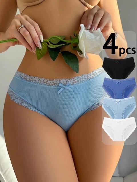 超お買い得790円★4枚セット セクシーで快適なストレッチパンティー、レーストリム女性用USAサイズM(日本サイズL相当) < 女性ファッション  超お買い得790円★4枚セット セクシーで快適なストレッチパンティー、レーストリム女性用USAサイズM(日本サイズL相当) < 女性ファッションの