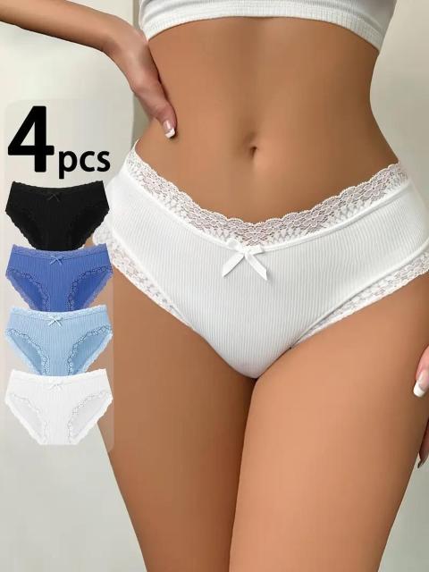超お買い得790円★4枚セット セクシーで快適なストレッチパンティー、レーストリム女性用USAサイズM(日本サイズL相当) < 女性ファッション  超お買い得790円★4枚セット セクシーで快適なストレッチパンティー、レーストリム女性用USAサイズM(日本サイズL相当) < 女性ファッションの