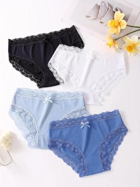 超お買い得790円★4枚セット セクシーで快適なストレッチパンティー、レーストリム女性用USAサイズM(日本サイズL相当) < 女性ファッション  超お買い得790円★4枚セット セクシーで快適なストレッチパンティー、レーストリム女性用USAサイズM(日本サイズL相当) < 女性ファッションの
