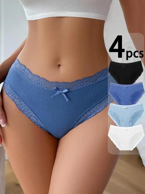 超お買い得790円★4枚セット セクシーで快適なストレッチパンティー、レーストリム女性用USAサイズM(日本サイズL相当) < 女性ファッション  超お買い得790円★4枚セット セクシーで快適なストレッチパンティー、レーストリム女性用USAサイズM(日本サイズL相当) < 女性ファッションの