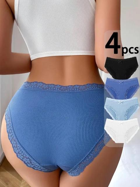 超お買い得790円★4枚セット セクシーで快適なストレッチパンティー、レーストリム女性用USAサイズM(日本サイズL相当) < 女性ファッション  超お買い得790円★4枚セット セクシーで快適なストレッチパンティー、レーストリム女性用USAサイズM(日本サイズL相当) < 女性ファッションの